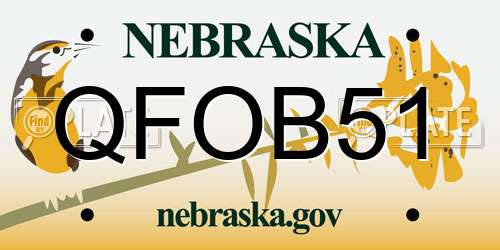 QFOB51 Nebraska License Plate