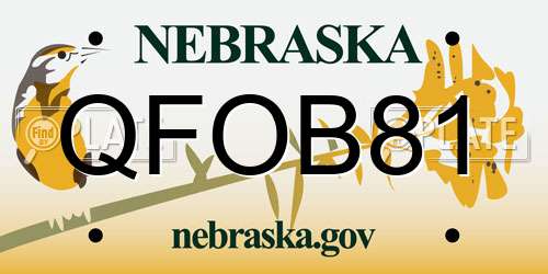 QFOB81 Nebraska License Plate