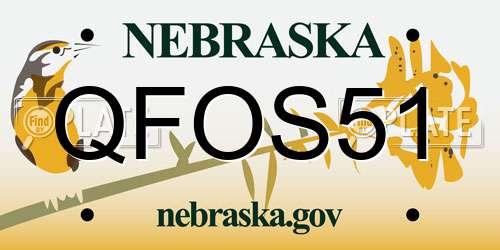 QFOS51 Nebraska License Plate