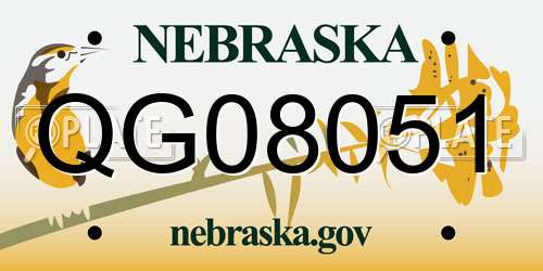 QG08051 Nebraska License Plate