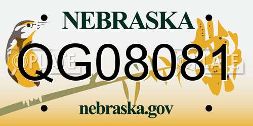 QG08081 Nebraska License Plate