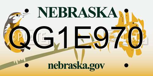 QG1E970 Nebraska License Plate
