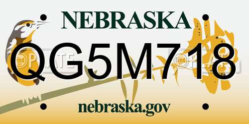QG5M718 Nebraska License Plate