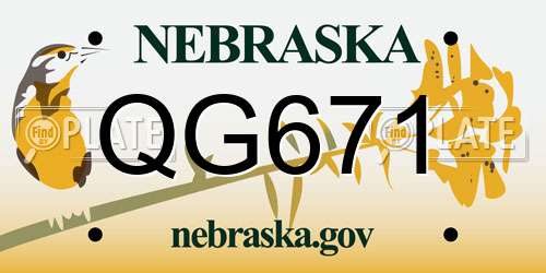 QG671 Nebraska License Plate