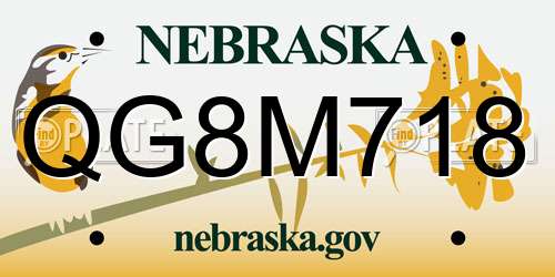 QG8M718 Nebraska License Plate