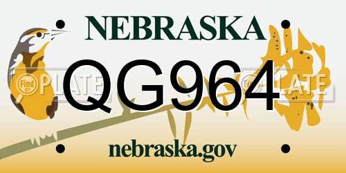 QG964 Nebraska License Plate