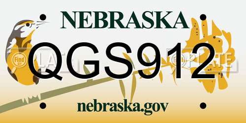 QGS912 Nebraska License Plate