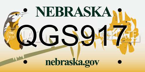 QGS917 Nebraska License Plate