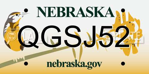 QGSJ52 Nebraska License Plate