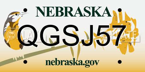 QGSJ57 Nebraska License Plate