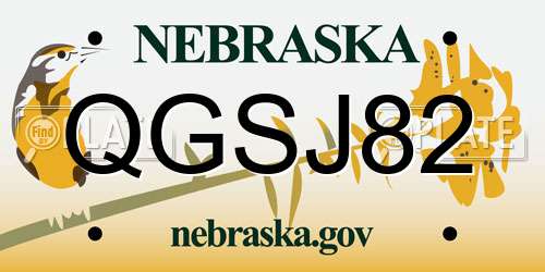QGSJ82 Nebraska License Plate