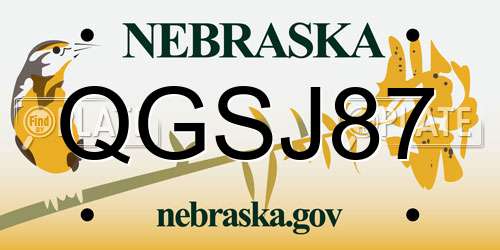 QGSJ87 Nebraska License Plate