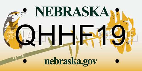 QHHF19 Nebraska License Plate