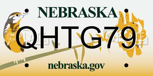 QHTG79 Nebraska License Plate
