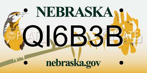 QI6B3B Nebraska License Plate