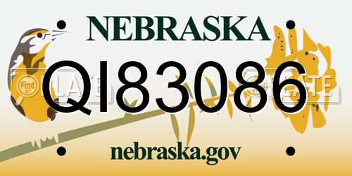 QI83086 Nebraska License Plate