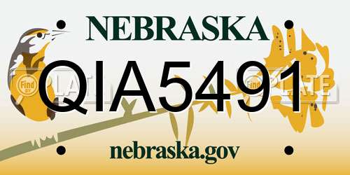 QIA5491 Nebraska License Plate