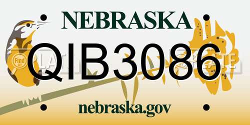 QIB3086 Nebraska License Plate