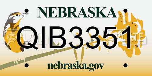 QIB3351 Nebraska License Plate