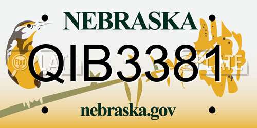 QIB3381 Nebraska License Plate