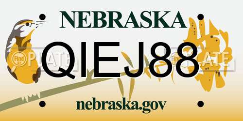 QIEJ88 Nebraska License Plate
