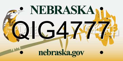QIG4777 Nebraska License Plate