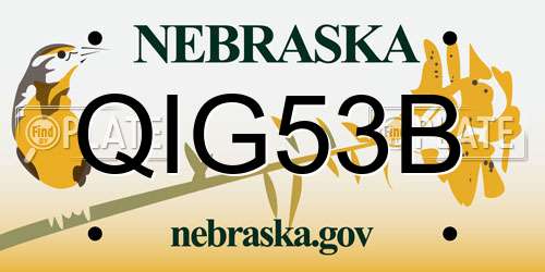 QIG53B Nebraska License Plate