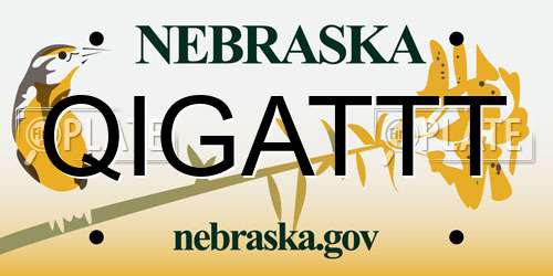 QIGATTT Nebraska License Plate