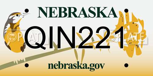 QIN221 Nebraska License Plate