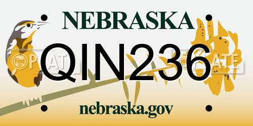 QIN236 Nebraska License Plate