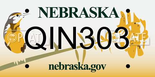 QIN303 Nebraska License Plate