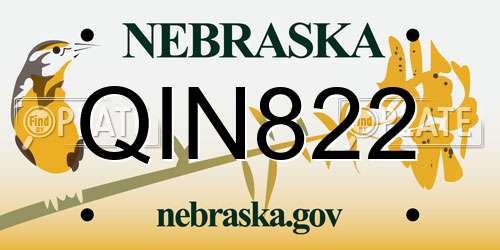 QIN822 Nebraska License Plate