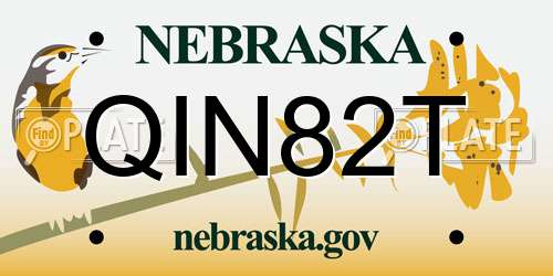 QIN82T Nebraska License Plate