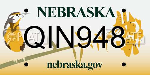 QIN948 Nebraska License Plate