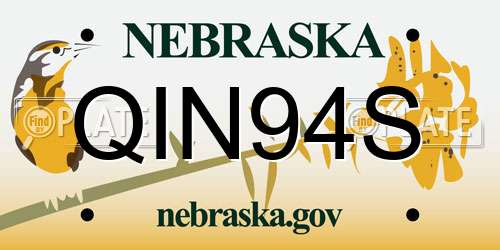QIN94S Nebraska License Plate