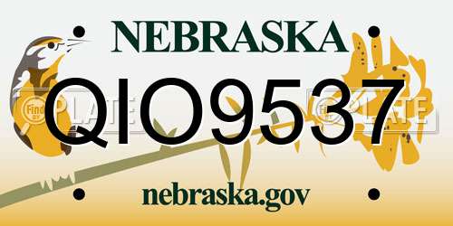 QIO9537 Nebraska License Plate