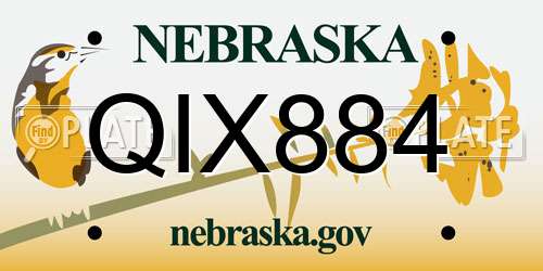 QIX884 Nebraska License Plate