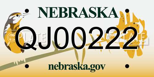 QJ00222 Nebraska License Plate