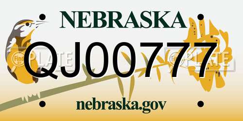 QJ00777 Nebraska License Plate