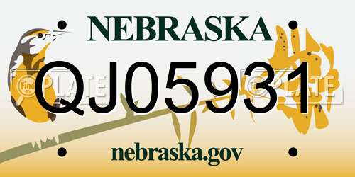 QJ05931 Nebraska License Plate