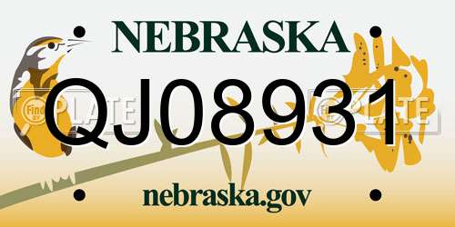QJ08931 Nebraska License Plate