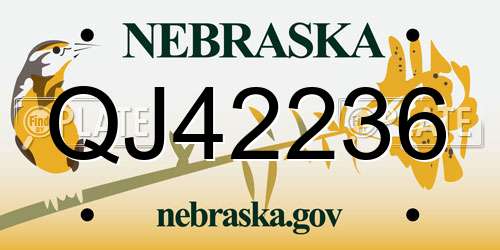 QJ42236 Nebraska License Plate