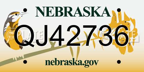 QJ42736 Nebraska License Plate
