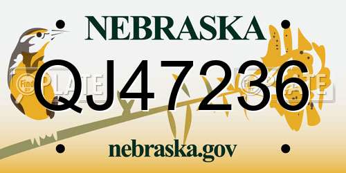 QJ47236 Nebraska License Plate