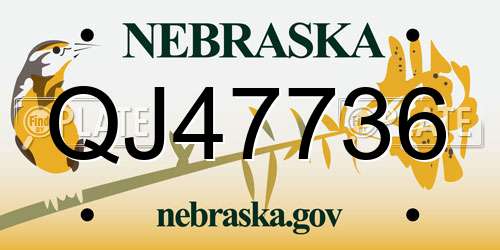 QJ47736 Nebraska License Plate