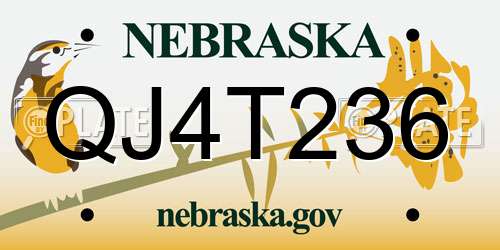 QJ4T236 Nebraska License Plate