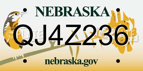 QJ4Z236 Nebraska License Plate