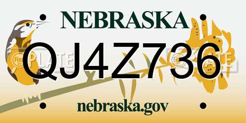 QJ4Z736 Nebraska License Plate