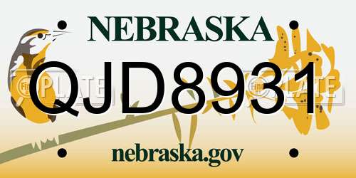 QJD8931 Nebraska License Plate