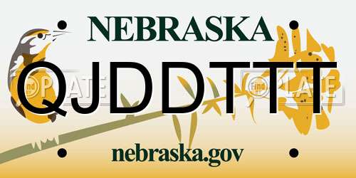 QJDDTTT Nebraska License Plate